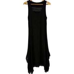 Cupio Sleeveless Black Crochet Trim Midi Dress Large L